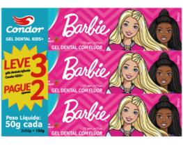Gel Dental Infantil Com Flúor Barbie Para Criança de 2a 5 anos Kit LEVE 3 PAGUE 2 - CONDOR
