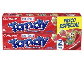 Gel Dental Infantil Tandy com Flúor Ativo Sabor Morangostoso 2 Unidades 50g cada