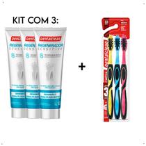 Gel dental regenerador dentes sensíveis diario kit c/ 3 + escova magic
