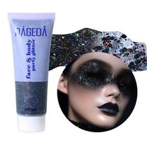 Gel Glitter DAGEDA, corpo, rosto, cabelo, unhas, 50 ml, holográfico, preto