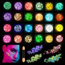 Gel Glitter LUV 24 cores UV Glow in the Dark para corpo e rosto