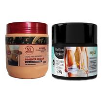 Gel Lipo Redutor Anti Celulite Estrias Mary Life 250g + Creme de Massagem Pimenta Negra Rhenuks