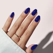 Gel oval curto Press On Nails Bartbox azul marinho 16 tamanhos Gel oval curto Press On Nails Bartbox azul marinho 16 tamanhos