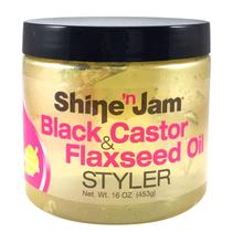 Gel para cabelo AmPro Shine-n-Jam Óleo de rícino e linhaça 480 ml