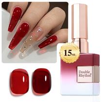 Gel Polish Double Rhythm Translúcido, Geleia Translúcida, 15 mL, Vermelha