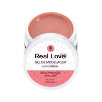 Gel Real Love Glitter 4 Nude Linha Light 15ml Led/UV