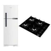 Geladeira Brastemp BRM44HB, 375 Litros, Branca e Cooktop 4 Bocas Acendimento Superautomático, Preto