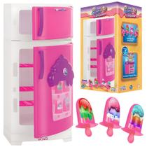 Geladeira Brinquedo Completa Freezer E Acessório Sundae Rosa