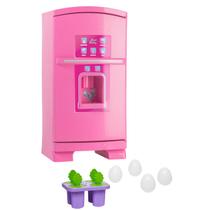 Geladeira Com Acessórios Infantil De Brinquedo Rosa Forma De Picolé Ovos Sonho De Menina Cardoso Toys