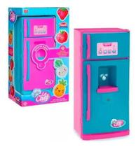 Geladeira De Brinquedo Com Acessórios Luz E Som Cor Rosa e Azul