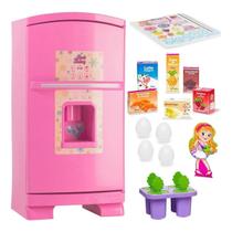 Geladeira De Brinquedo Infantil Grande - Rosa + Acessórios - Cardoso Toys