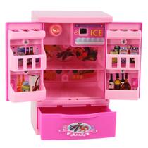Geladeira de brinquedos para crianças interpretando RPG com portas, gavetas e prateleiras