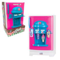 Geladeira Gelato Rosa Infantil De Brinquedo Sem Freezer 44cm Com Sorvete e Acessórios Magic Toys