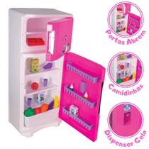 Geladeira Grande Duplex Infantil com Acessórios Portas Abre e Fecha - LUA DE CRISTAL