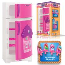 Geladeira Infantil Brinquedo Sorvete Sundae Com Acessórios Menina Rosa - Magic Toys