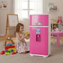 Geladeira Infantil Duplex Rosa Brinquedo Cozinha Simulação Acessórios Interativo Presente Crianças