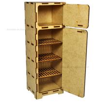 Geladeira para Casa de Boneca com Portas Que Abrem 24x8x7,5 Laser Madeira Mdf