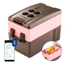 Geladeira Portátil Digital 31 Litros Quadrivolt Resfriar Rosa C/Bluetooth