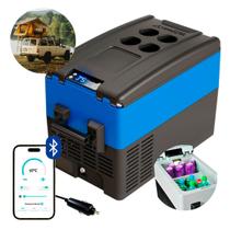 Geladeira Portátil P/Carro 31 Litros 12v/24v Resfriar Azul C/Bluetooth