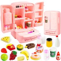 Geladeira Toy Mini Dollhouse com conjunto de alimentos para crianças de 3 anos ou mais