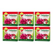 Gelatina Diet Plus Cereja Com Stevia 10g Lowçucar Kit 6 Sobremesa Zero Açúcar Preparo Prático
