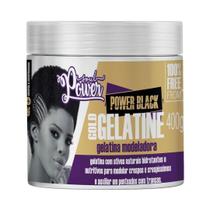 Gelatina Modeladora Soul Power Black Gold Hidratação Crespo Penteado Cabelo Vegano 400g