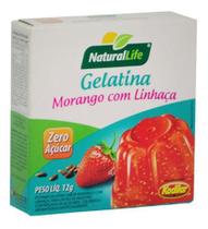 Gelatina Zero Açúcar Morango Linhaça 12g Natural Life 12 Un.