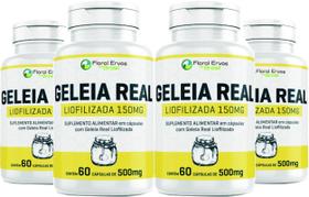 Geleia Real Liofilizada 150 mg 240 cápsulas 500mg 4 x 60 cápsulas - Floral Ervas Do Brasil