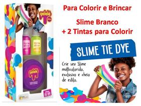 Gelele Slime Branco para Colorir com 2 cores Rosa e Amarelo Neon Tintas Criança