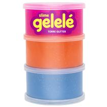 Gelelé Torre Slime Glitter 3 Cores - Doce Brinquedo