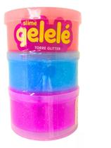 Gelelé Torre Slime Glitter 3 Cores Geleca - Doce Brinquedo Rosa/Azul/Pink