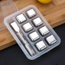 Gelo Reutilizavel Inox Cubo Artificial 8 Cubos Com Pegador Bebidas Reutilizável Drink Whiskey Gelo Reutilizavel Inox Cubo Artificial 8 Cubos Com Pegador Bebidas Reutilizável Drink Whiskey