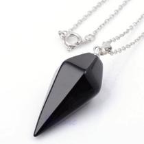 GEMSTONE Novo Cristal Pendulum CuraNdo Reiki Chakra Pendente para Colar - Preto