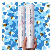 Gender Reveal Confetti Cannon PrimePure Heart Shape Blue, pacote com 2 unidades