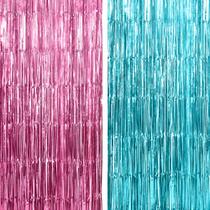 Gender Reveal Decorations KatChon Foil Fringe, pacote com 2 x 2 m Gender Reveal Decorations KatChon Foil Fringe, pacote com 2 x 2 m