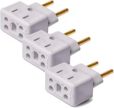 Genérico Kit com 3 Adaptadores Tomada Bob Esponja Benjamin, Plugue Bivolt 110v 220v, 10A 20A, Pino G