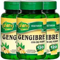 Gengibre com Chá Verde 120 comprimidos de 5500mg Kit com 3 - Unilife