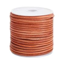 Genuine Cordão De Cordas De Couro Redondo, Corda Cor BurlyWood para Fazer Jóias, 2.6mm, 21.9 Jardas