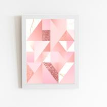 Geométrico Tons De Rose Quadro Moldura Branca 60x40cm