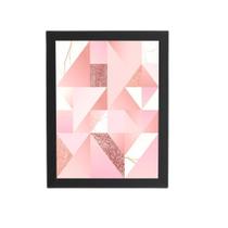 Geométrico Tons De Rose Quadro Moldura Preta 60X40Cm