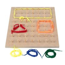 Geoplano 56 Pinos com Cadarços Brinquedo Pedagógico Matemática Madeira Carlu Geoplano 56 Pinos com Cadarços Brinquedo Pedagógico Matemática Madeira Carlu