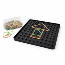 Geoplano Educativo Infantil com Pinos e Elásticos Brinquedo Didático Geometria Criatividade Geoplano Educativo Infantil com Pinos e Elásticos Brinquedo Didático Geometria Criatividade