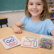 Geoplano Educativo Pinos Geoboard para Crianças Desenvolvimento STEM, Criatividade e Geometria