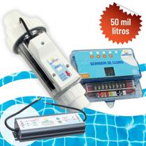 Gerador de Cloro a Base de Sal para Tratamento de Piscina até 50 Mil Litros com Fonte 24V 10A - Brustec Gerador de Cloro a Base de Sal para Tratamento de Piscina até 50 Mil Litros com Fonte 24V 10A - Brustec