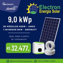 Gerador Energia Solar Fotovoltaica 1000 kWh/M - Inversor: Growatt