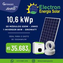 Gerador Energia Solar Fotovoltaica 1300 kWh/M - Inversor: Growatt