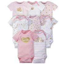 Gerber Baby 8-Pack Short Sleeve Onesies Bodysuits, Castle, Newborn