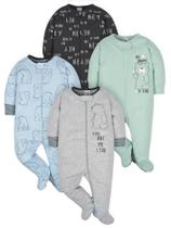 Gerber Baby Boys' 4 Pack Sleep 'N Play Footie, Urso, Preem