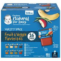 Gerber Baby Food 2nd Foods Variety Pack, Fruit & Veggie Puree Favorites, 8 Onças Tubs, 2-Pack (Pacote de 16)