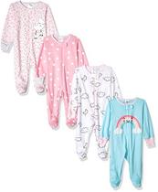 Gerber Baby Girls' 4 Pack Sleep 'N Play Footie, Nublado, 6-9 Meses